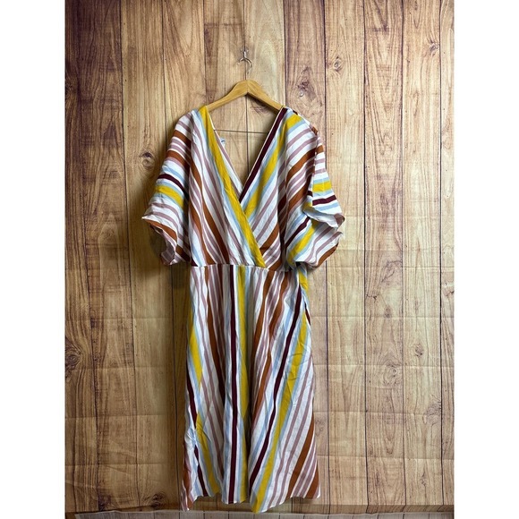 Eloquii Striped V-neck Midi Dress Women's Size 20 - Picture 2 of 9